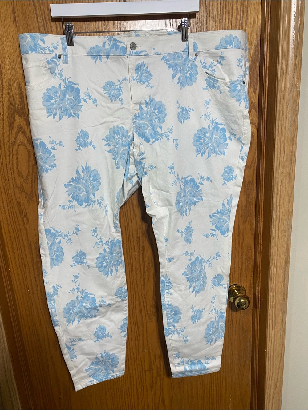 Women’s plus size Floral white and blue rockstar jeans
